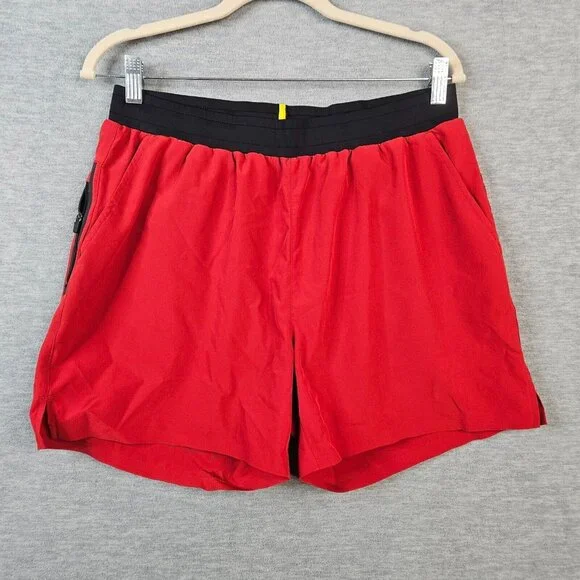 Yellow By Soulcycle Men's Black/Red Lined Pockets Workout short Size L - Picture 1 of 9